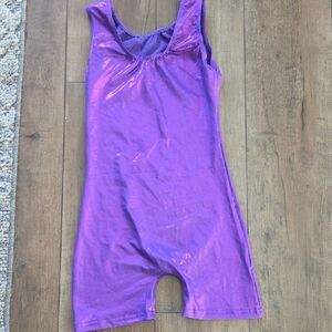Shiny Purple Gymnastic Sleeveless Bodysuit